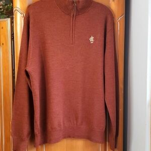 Bedford Henley mens 💯 % Extrfine Merino wool sweater. Size‎ large, rust c
